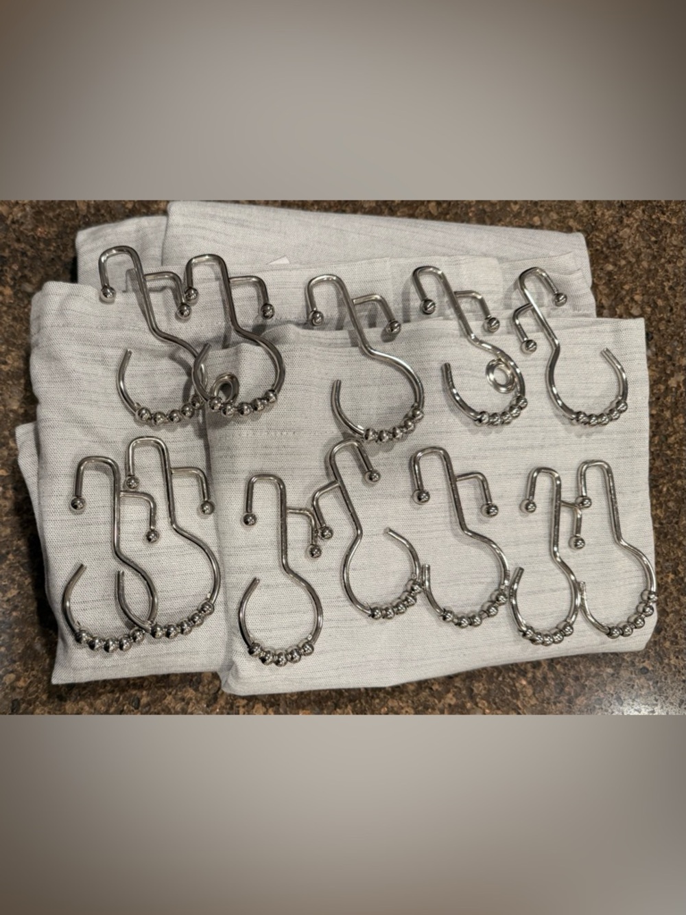 Shower Curtain Light Gray with 12 hooks Length 67” x Width 72”